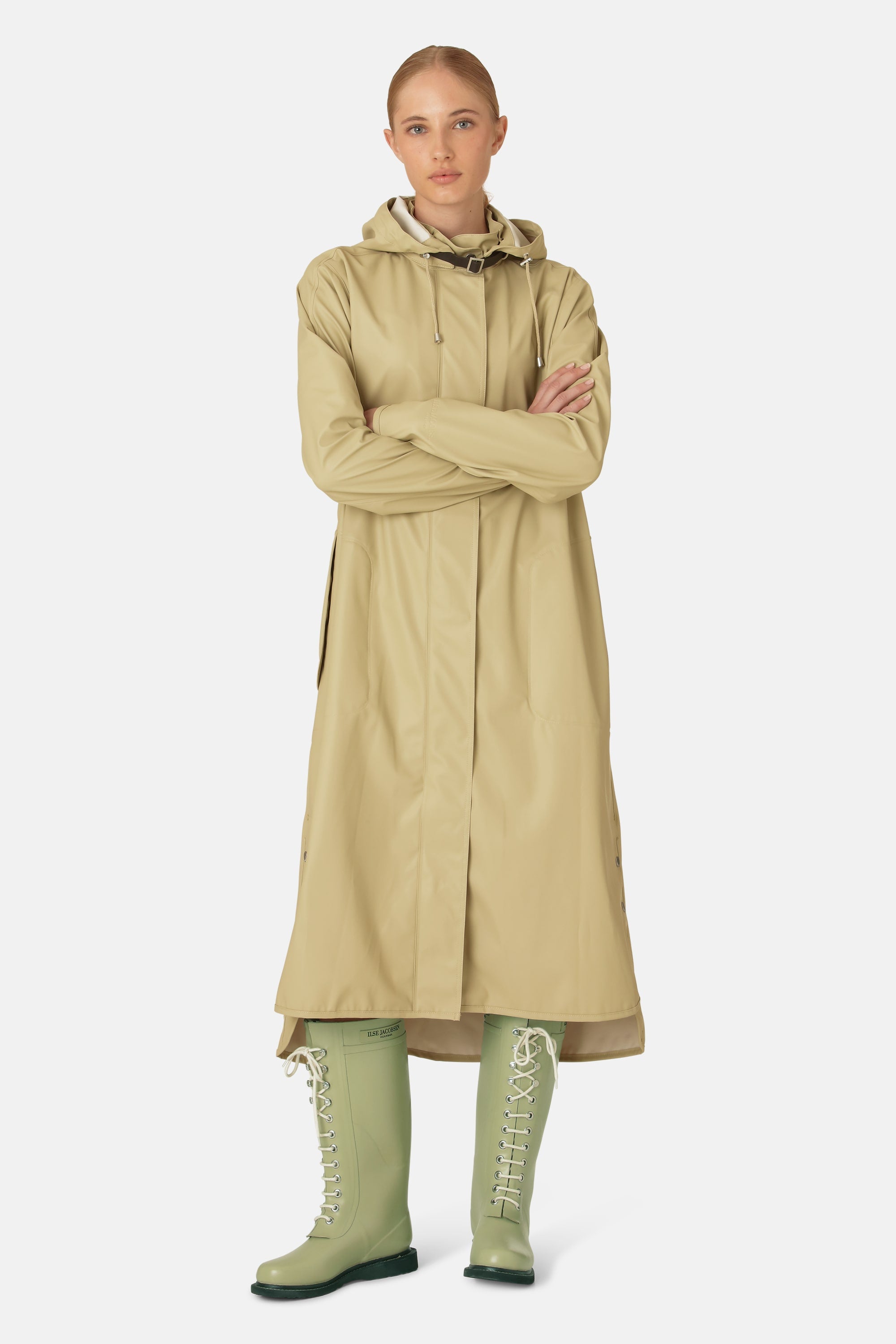 Langer Leichter Regenmantel - Olive Grass